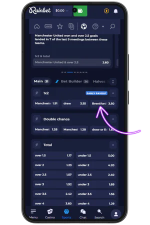 Rainbet betting Wettausgang wählen